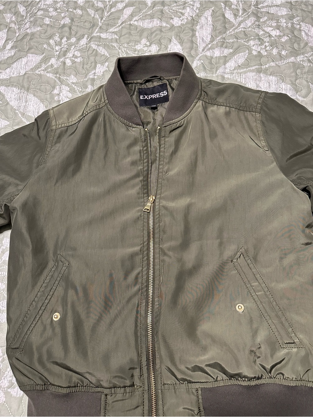 Express Olive Green Bomber Jacket Size Small
